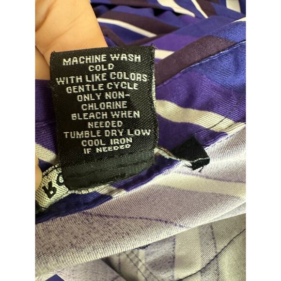 Robert Louis purple stripe 3/4 sleeves belted shirt dress size Small - Picture 4 of 16